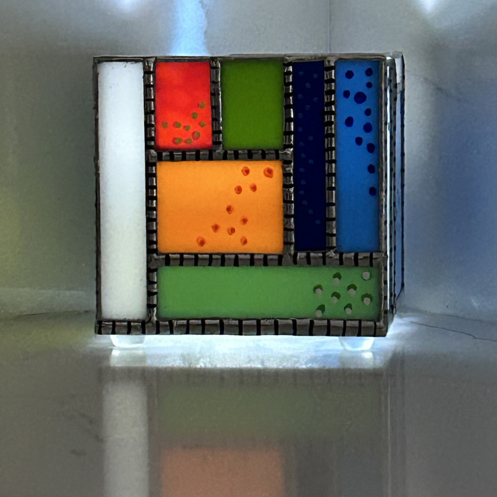 Color Block Stained Glass Candle Holder