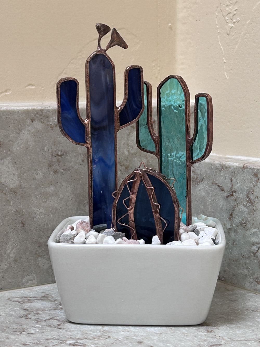 Stained Glass Cactus Decor