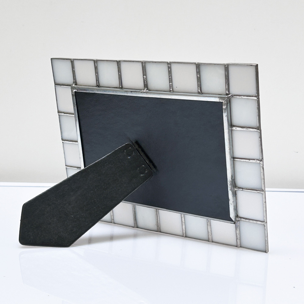 White on White Stained Glass Photo Frame