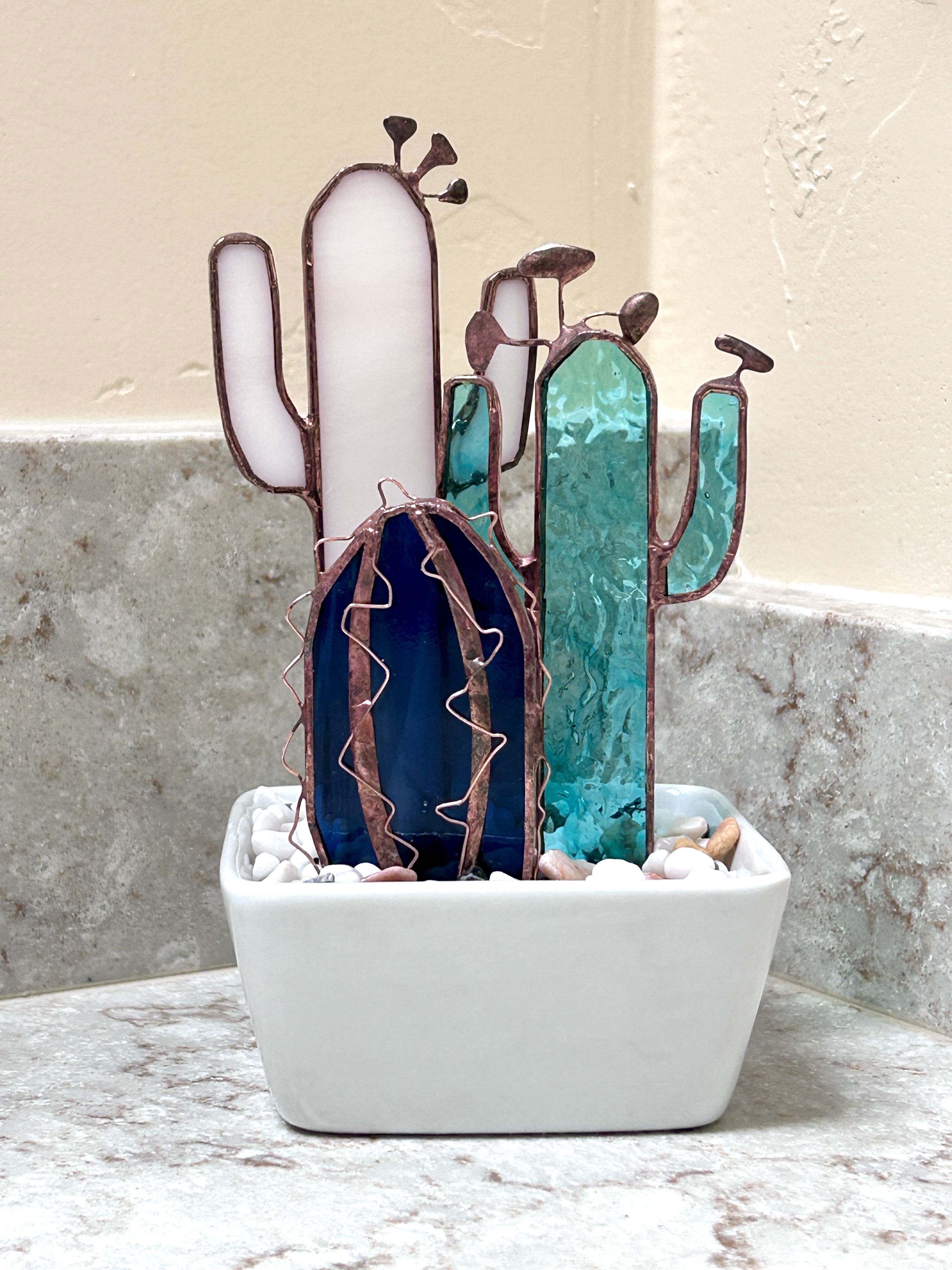 Stained Glass Cactus Decor