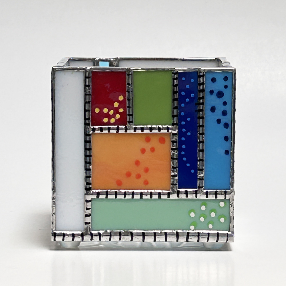 Color Block Stained Glass Candle Holder