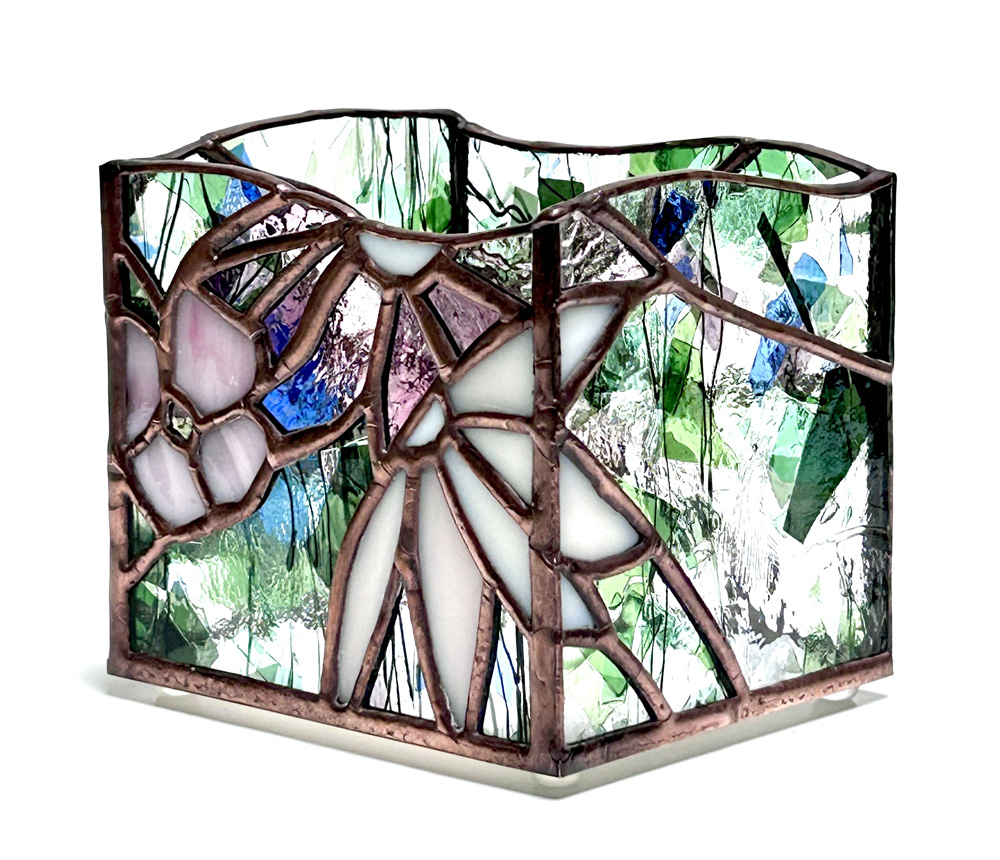 Stained Glass Flower Candle Holder
