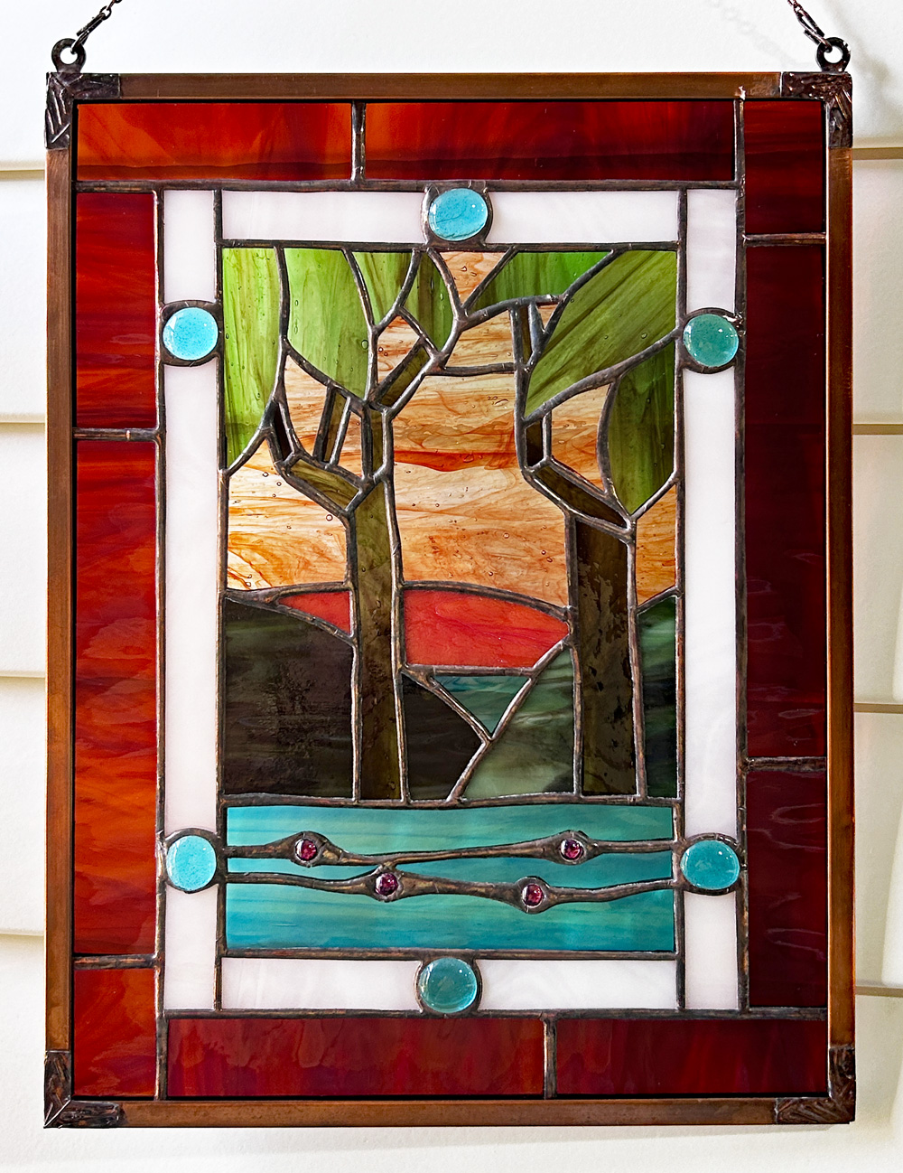 Stained Glass Landscape Panel