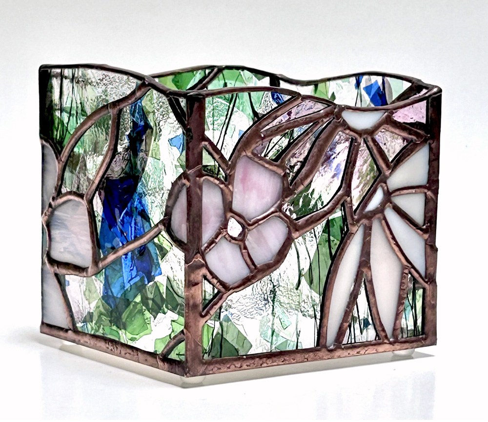 Stained Glass Flower Candle Holder