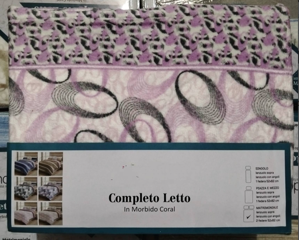 Completo letto matrimoniale in pile coral