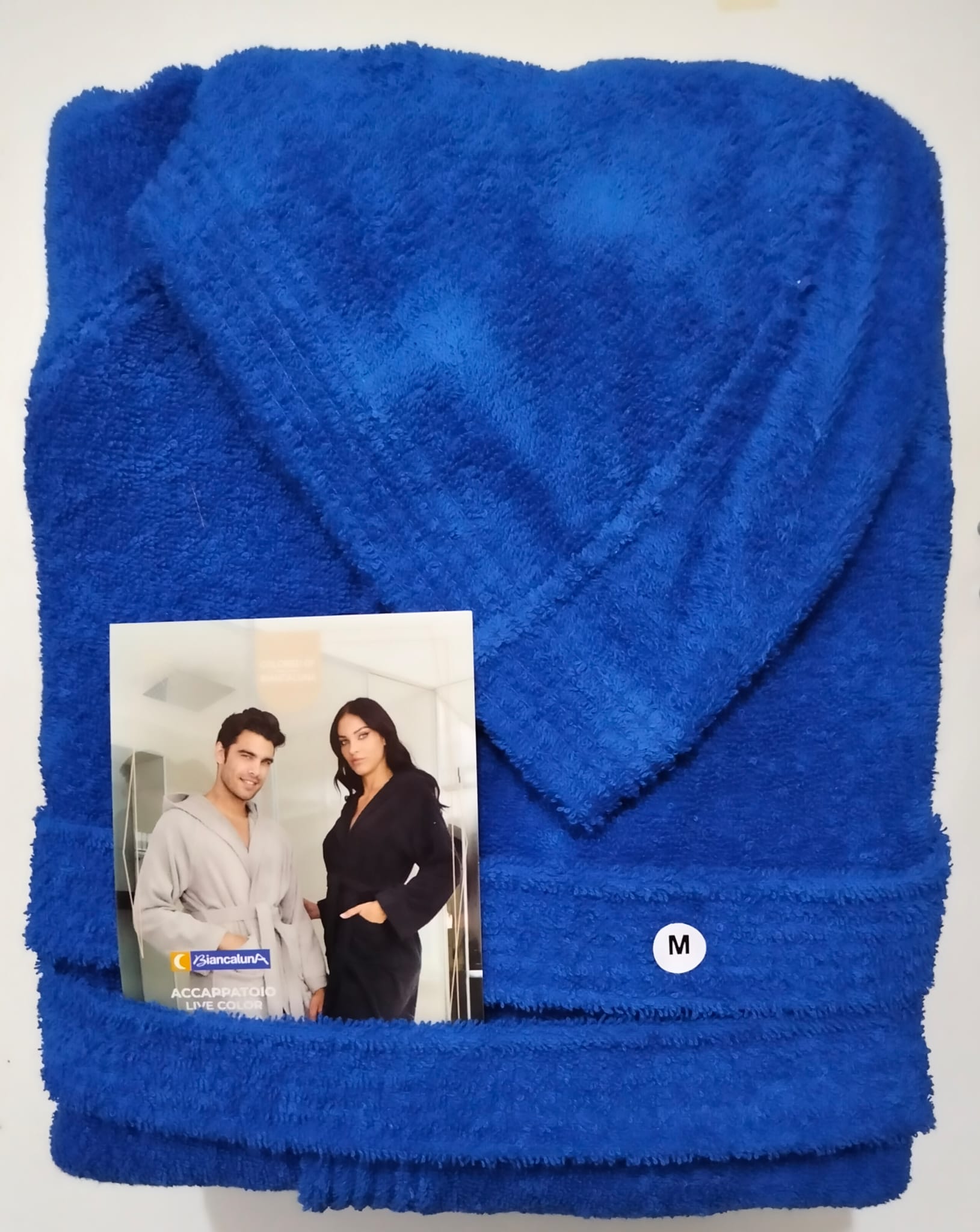 Accappatoio Unisex Biancaluna Live Color in Spugna di Puro Cotone Idrofilo con Cappuccio