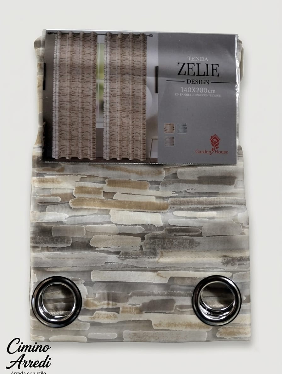 Tenda Moderna con Anelli ZELIE DESIGN – Grigio e Beige – 140x280cm