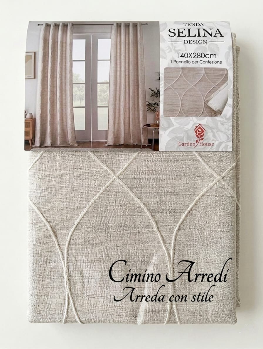 Tenda Moderna Tortora con Trama a Onde 140x280cm - Selina Design