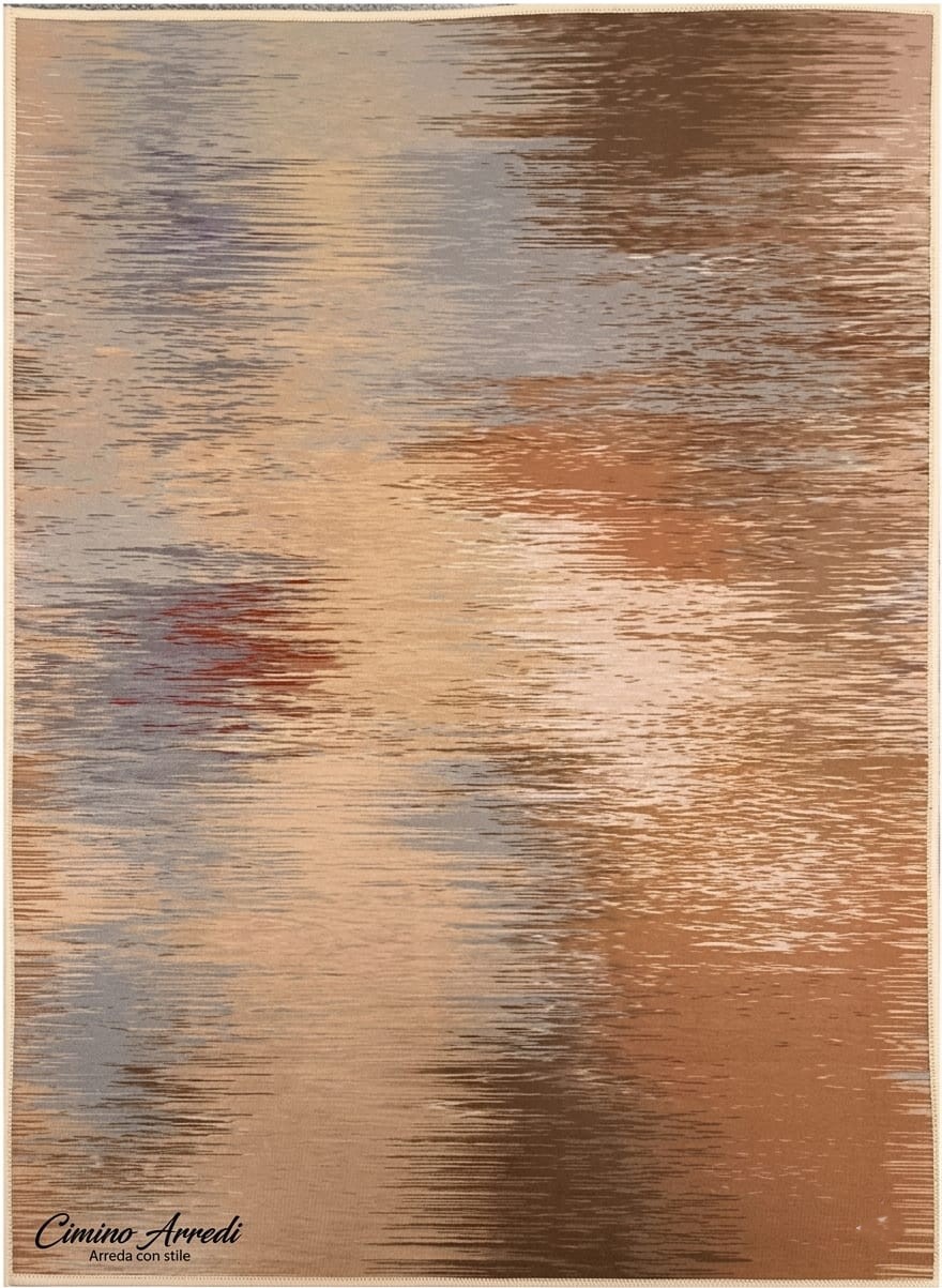 ​Tappeto Moderno POSTER Astratto Toni Caldi Ruggine e Tortora Antiscivolo 