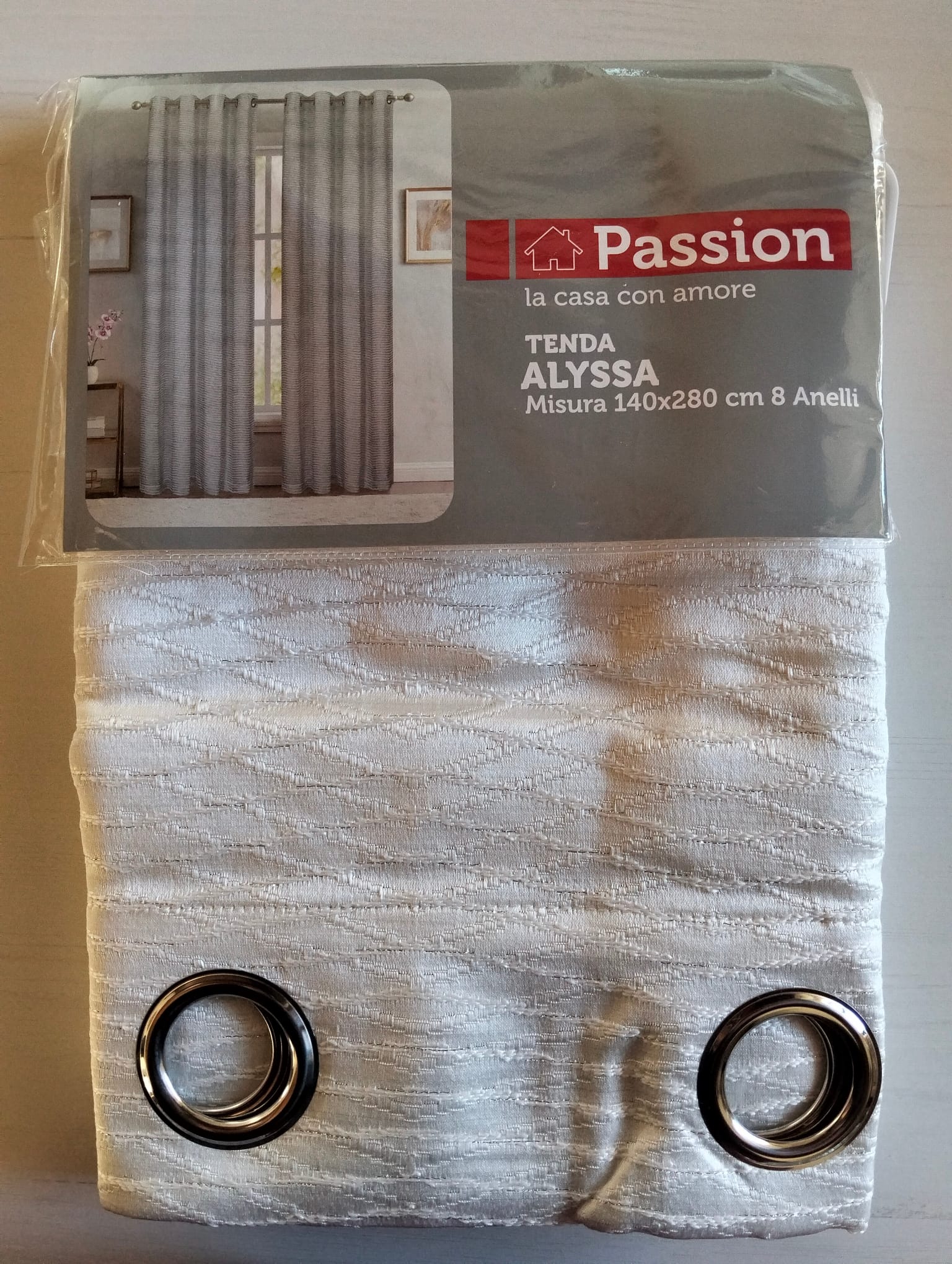 Tenda Alyssa jacquard con anelli 140x280 cm