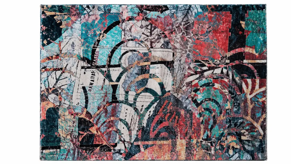 Tappeto Moderno Astratto Multicolore 150x230 cm Lavabile Antiscivolo Cotone Riciclato