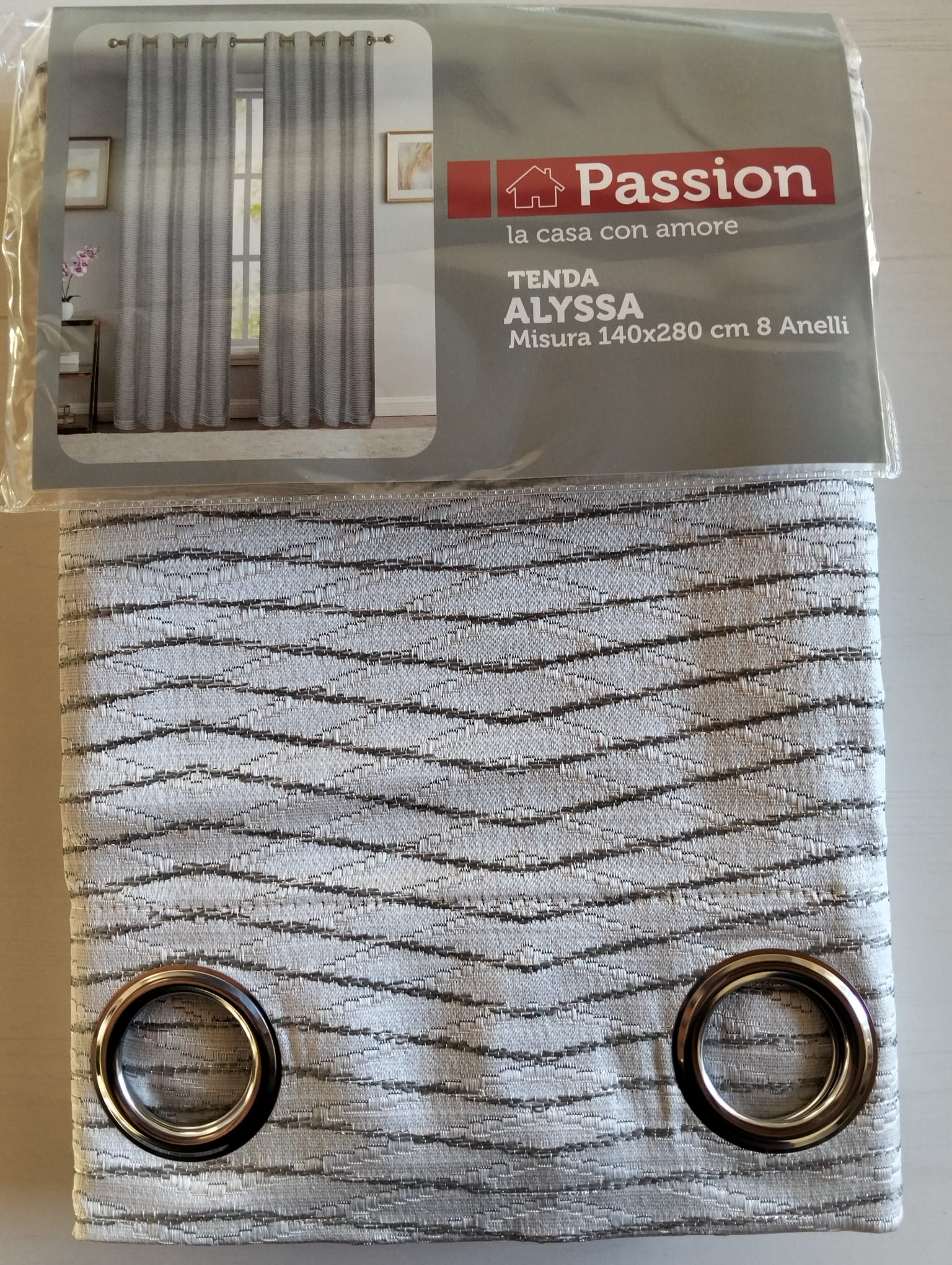 Tenda Alyssa jacquard con anelli 140x280 cm