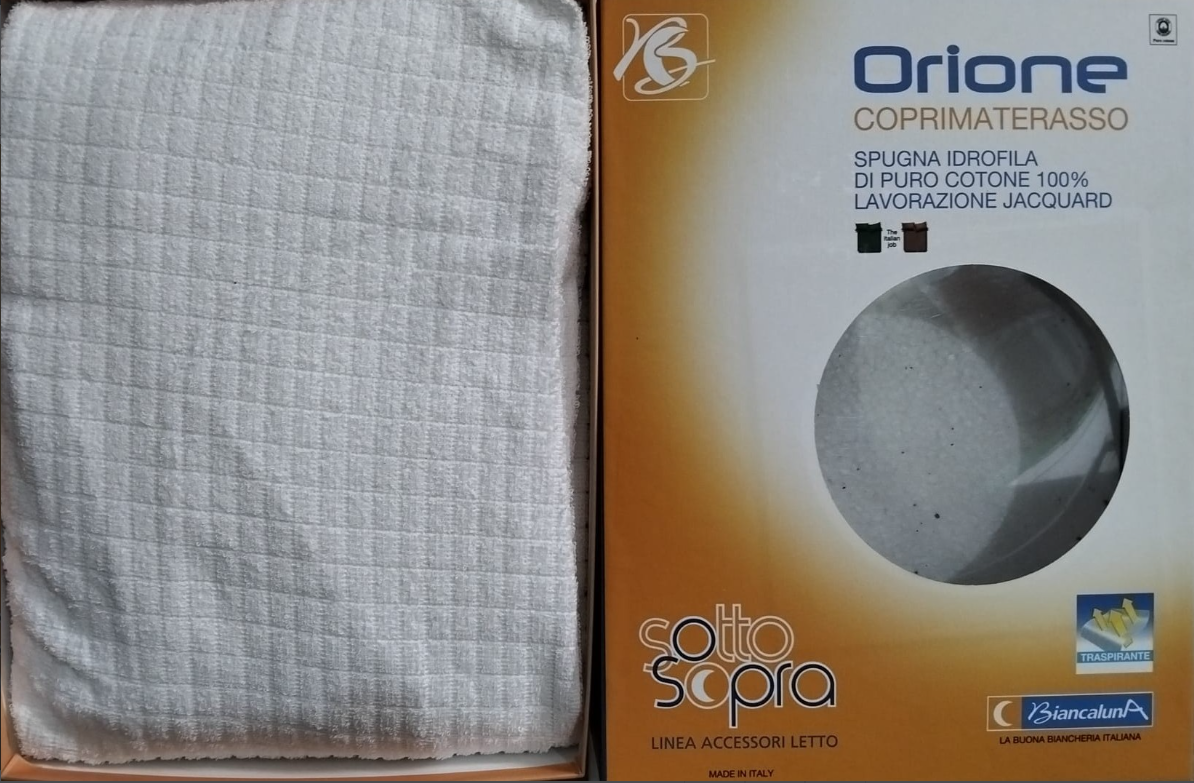 Coprimaterasso Matrimoniale - lettino Biancaluna Orione in Spugna Jacquard in Puro Cotone
