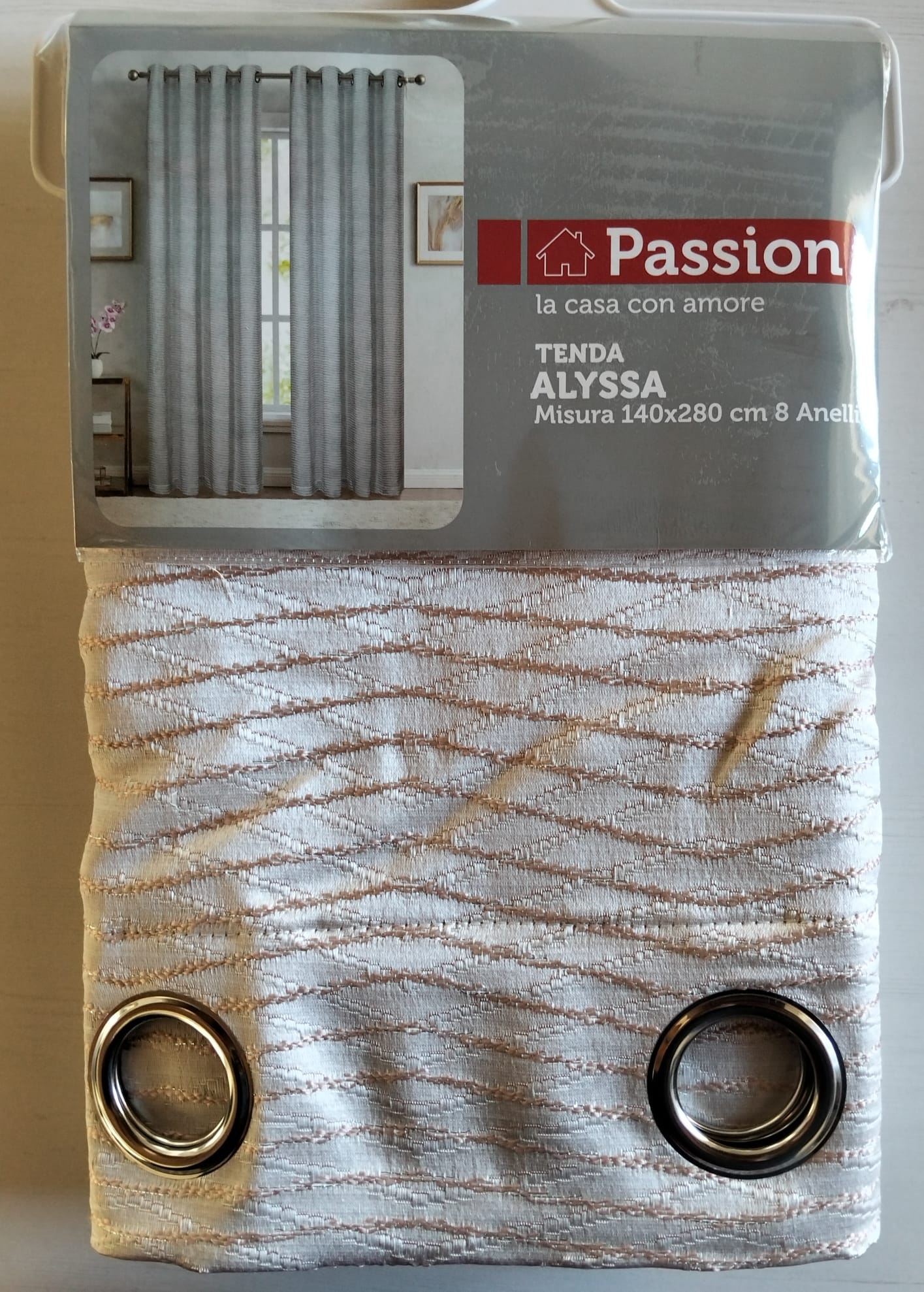 Tenda Alyssa jacquard con anelli 140x280 cm