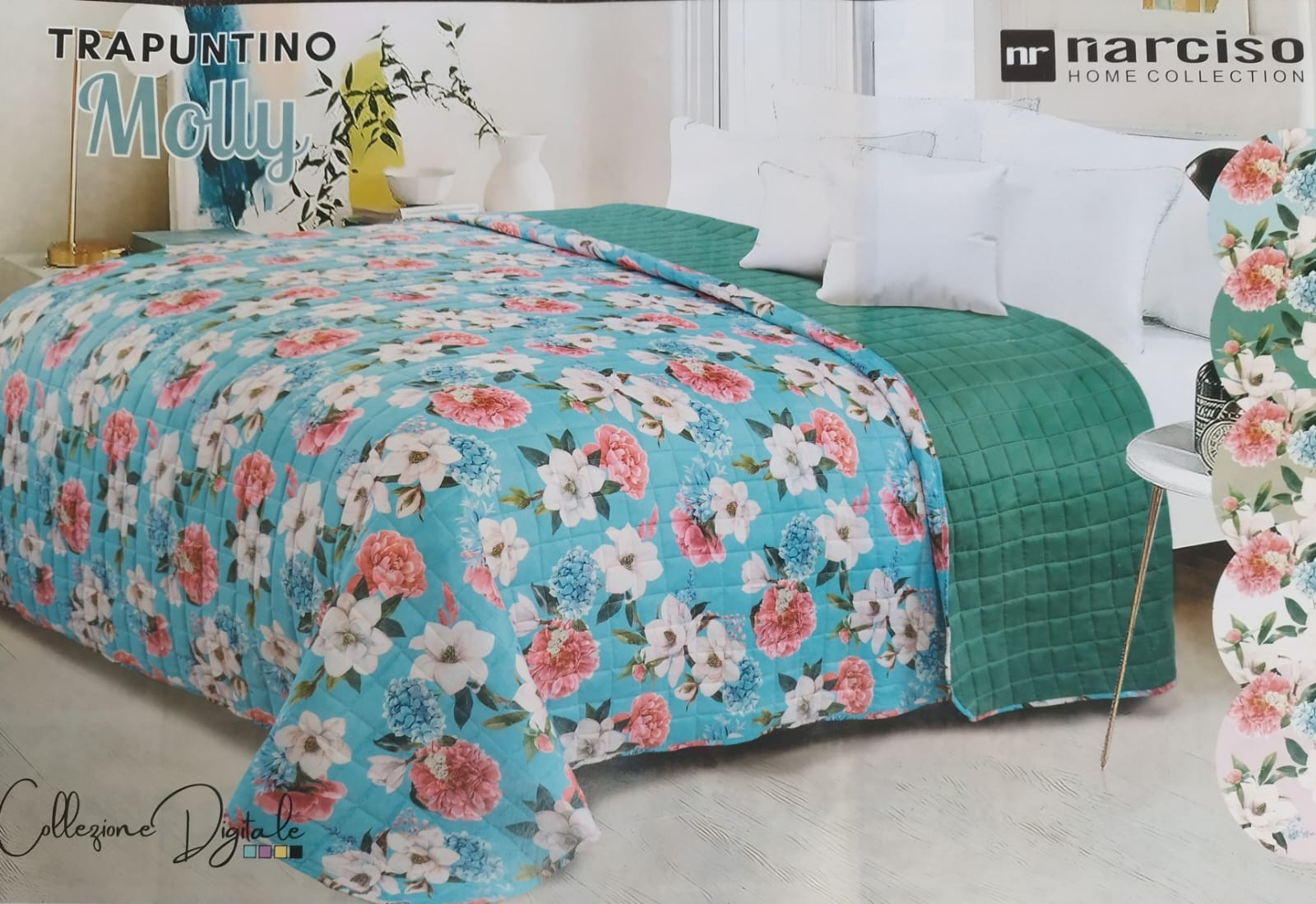 Trapuntina matrimoniale Narciso Home Collection stampa digitale