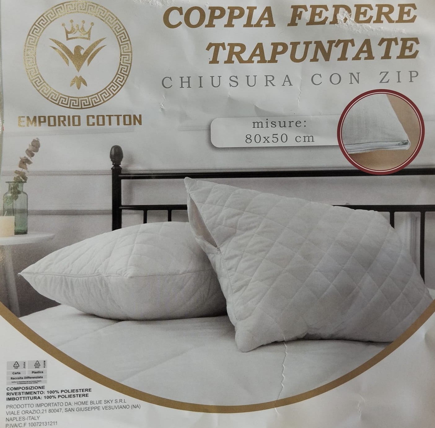 Coppia Federe Trapuntate con Zip - Morbidezza "Soft-Touch"