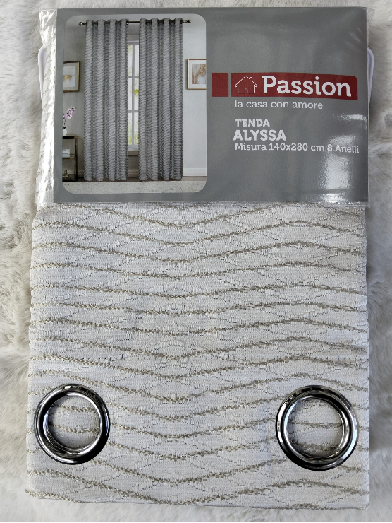 Tenda Alyssa jacquard con anelli 140x280 cm