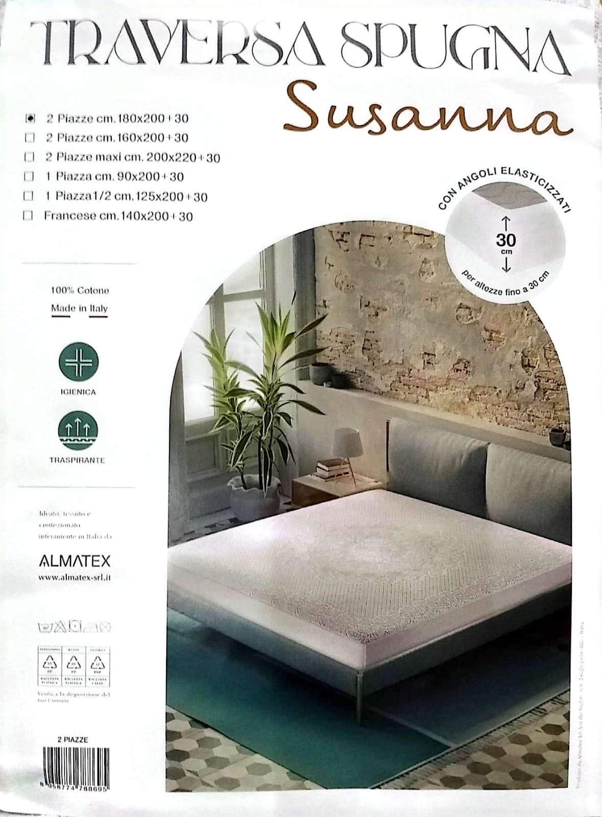 Traversa Coprimaterasso in Spugna di Cotone Susanna