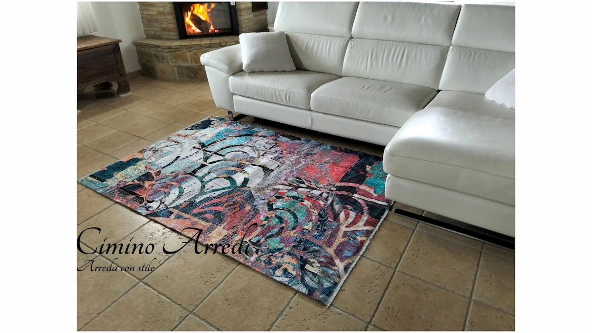 Tappeto Ambiente Moderno Astratto Multicolore - Lavabile e Antiscivolo