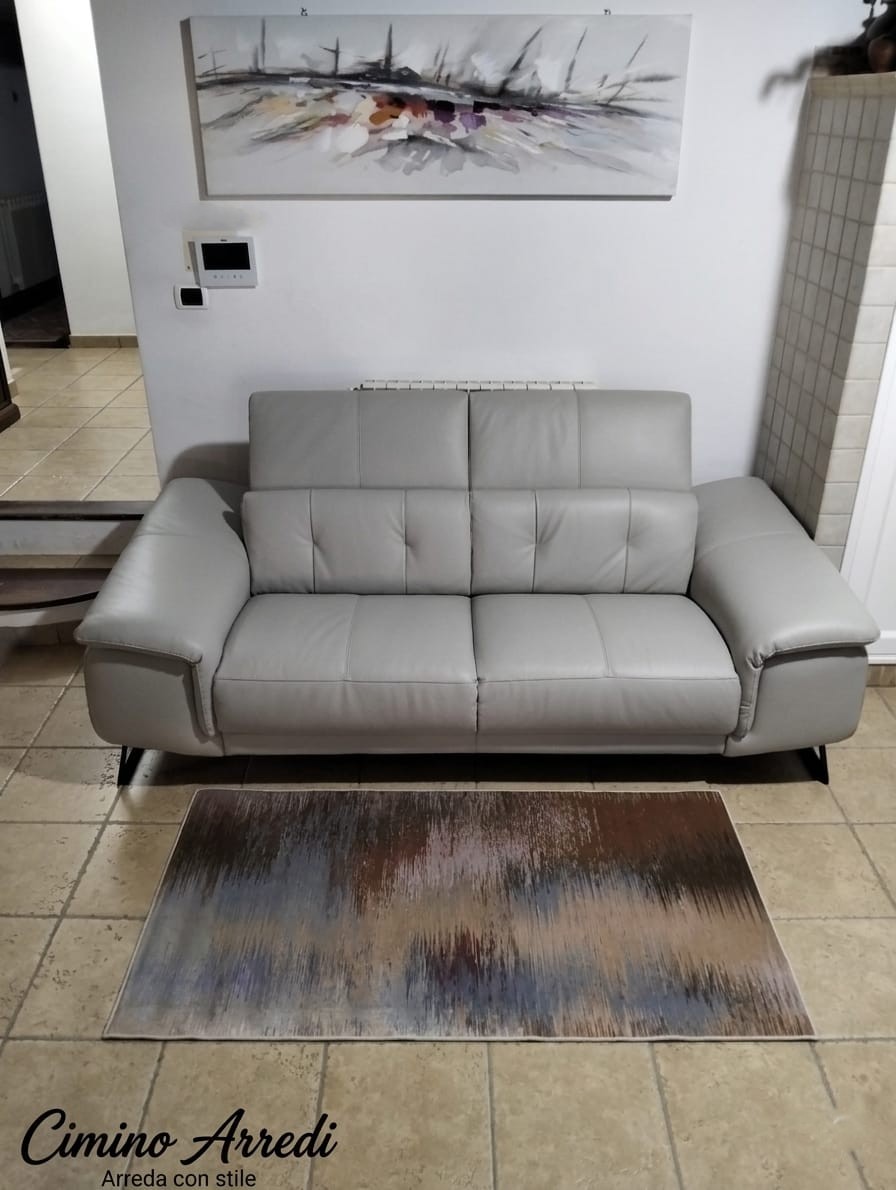 ​Tappeto Moderno POSTER Astratto Toni Caldi Ruggine e Tortora Antiscivolo 