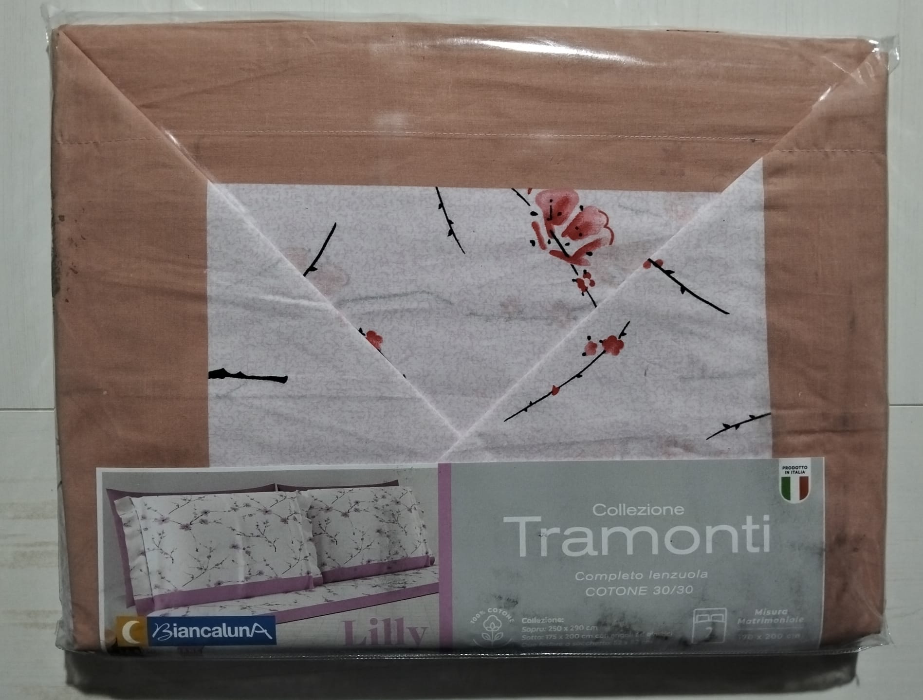 Completo Lenzuola Matrimoniale Biancaluna - Collezione Tramonti - 100% Cotone