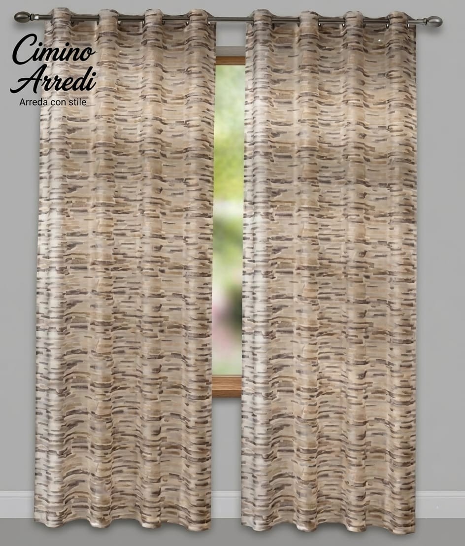 Tenda Moderna con Anelli ZELIE DESIGN – Grigio e Beige – 140x280cm