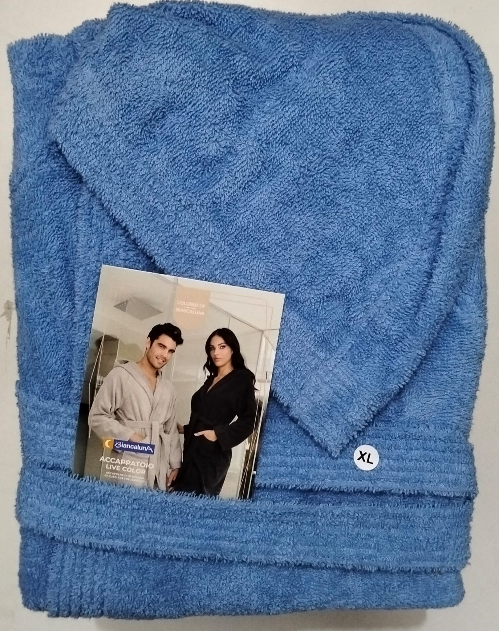 Accappatoio Unisex Biancaluna Live Color in Spugna di Puro Cotone Idrofilo con Cappuccio