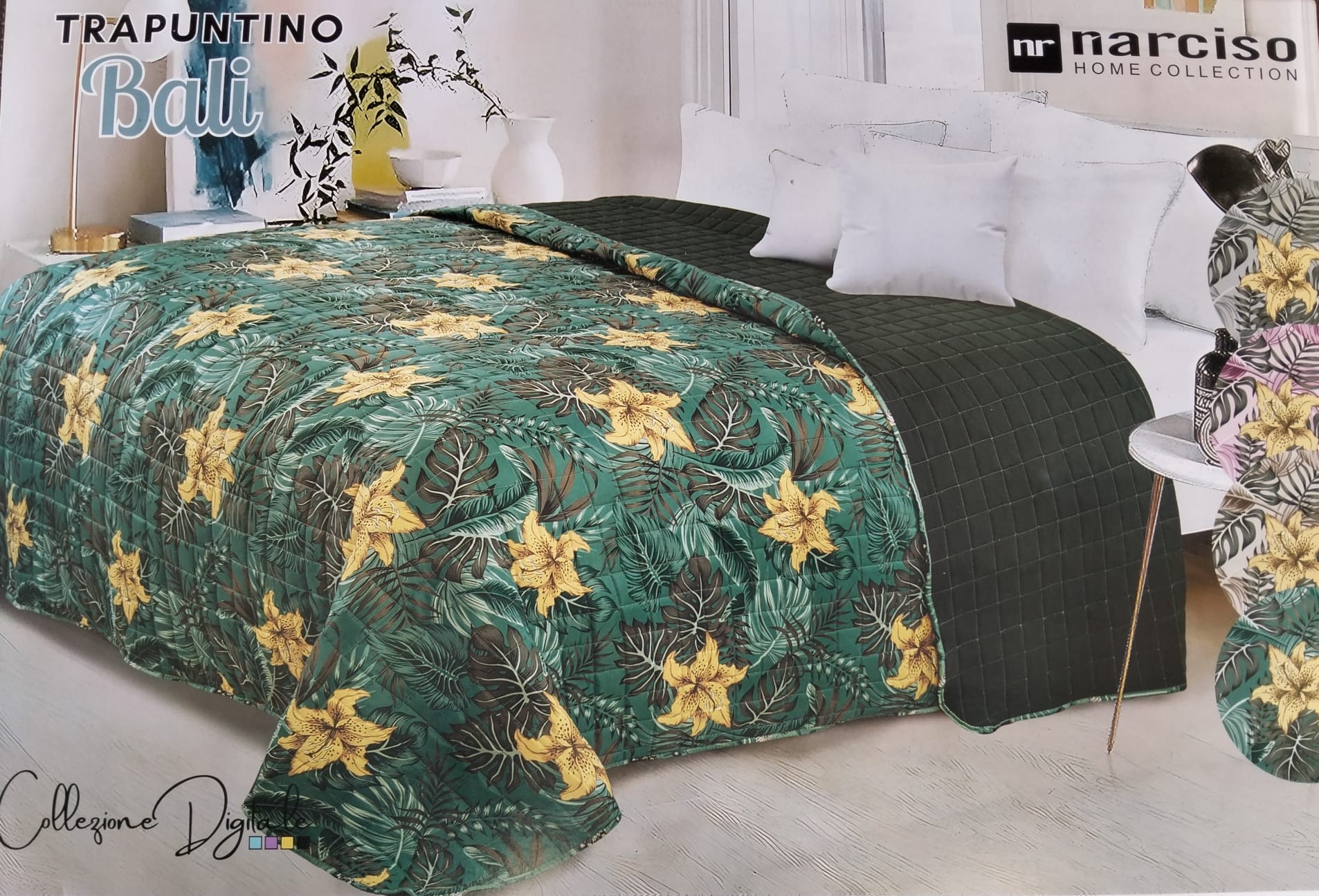 Trapuntina matrimoniale Narciso Home Collection stampa digitale