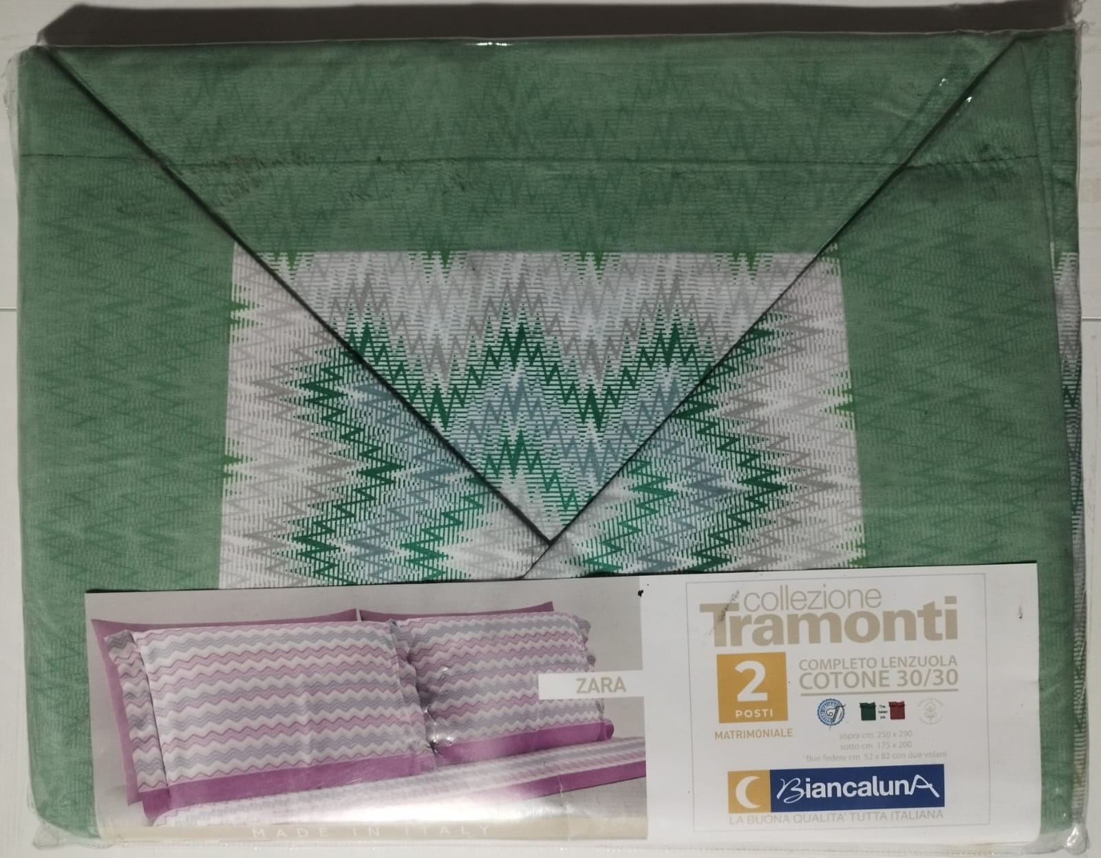 Completo Lenzuola Matrimoniale Biancaluna - Collezione Tramonti - 100% Cotone