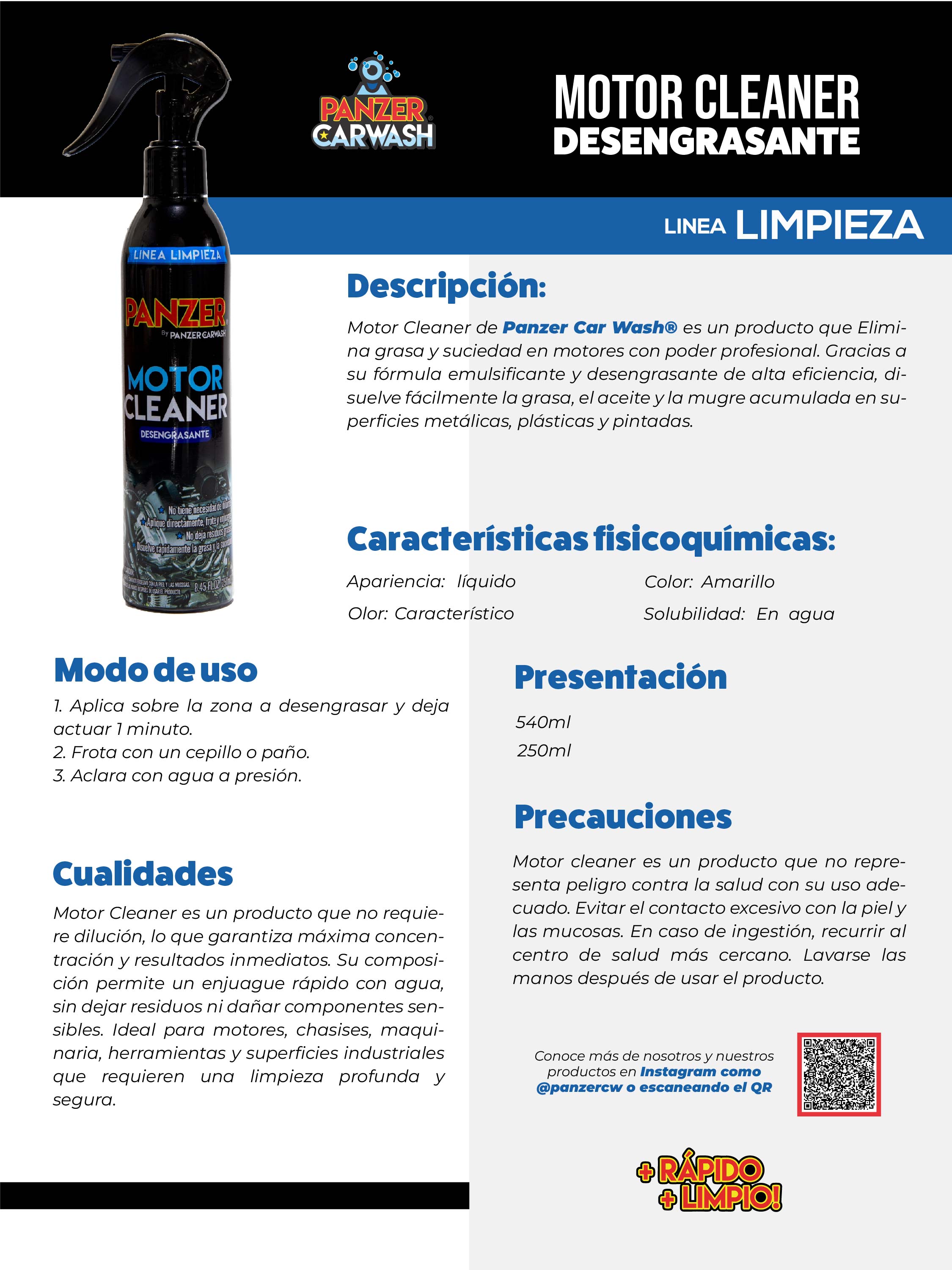 Panzer Motor Cleaner Desengrasante - 250ML