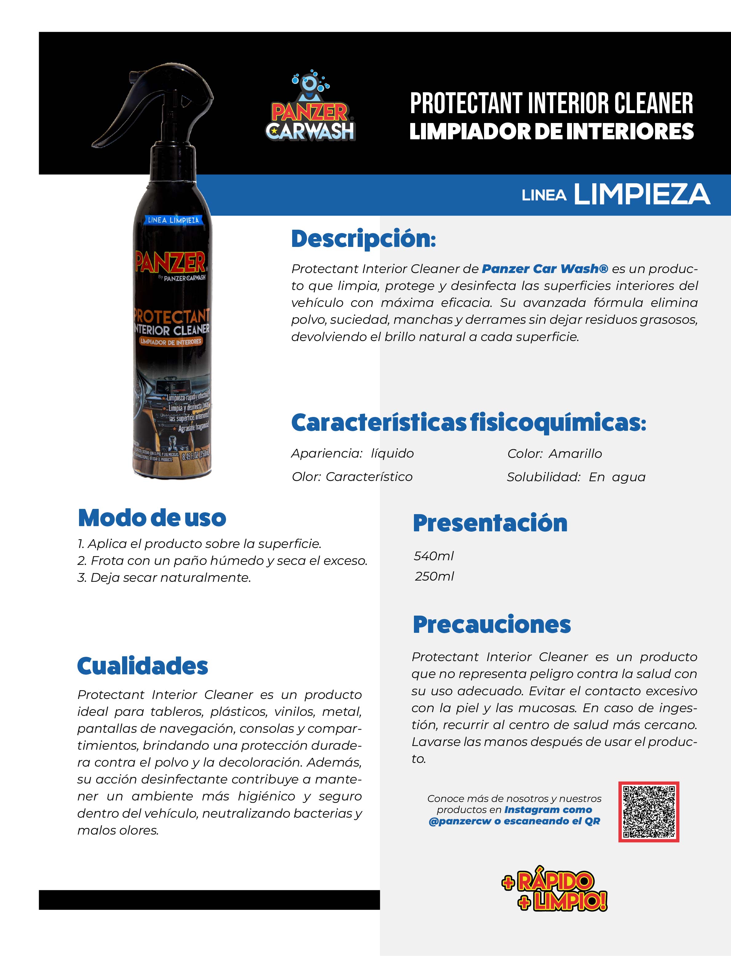 Panzer Protectant Interior Cleaner - 250ML