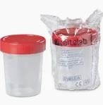 Vaso para recolección de orina estéril tapa roja 60 ml.