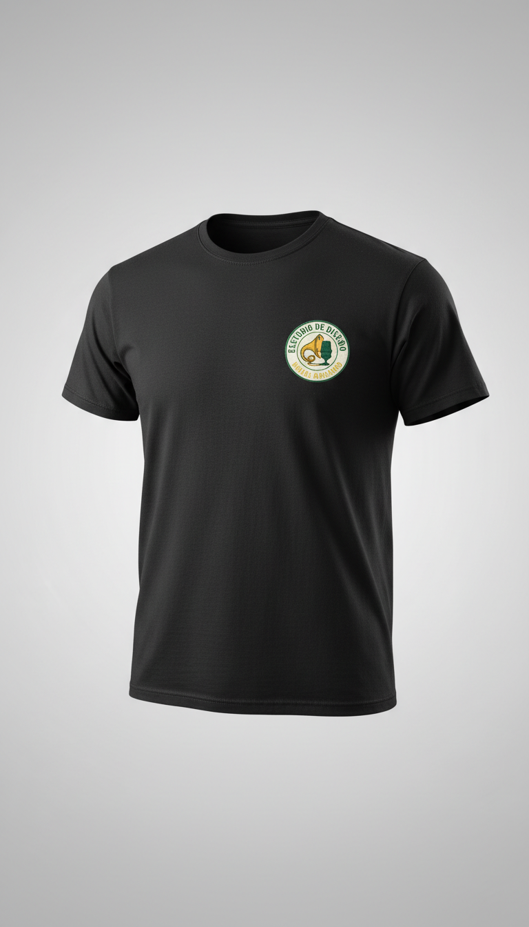 Camiseta negra "Libertad = responsabilidad" con logo estampado 100% algodón.