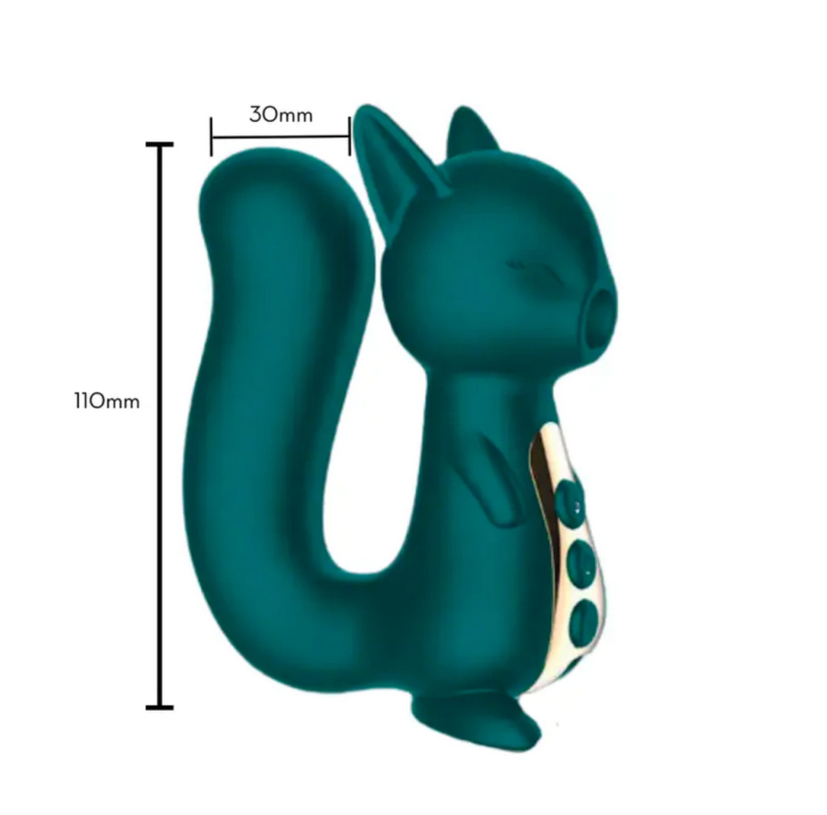 Vibrador em formato de Esquilo com Estimulador Clitóriano e Aquecimento