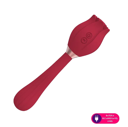 Estimulador Clitoriano Duplo Em Formato De Rosa