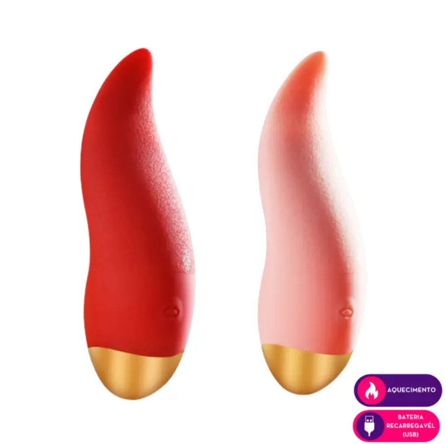 Estimulador de Clitóris em formato de Língua com Aquecimento