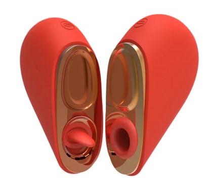 Estimulador clitoriano duplo com Tecnologia de Vibroar em formato de coração 