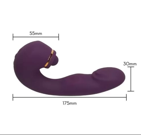 Vibrador estimulador 3 em 1 com formato de glande 