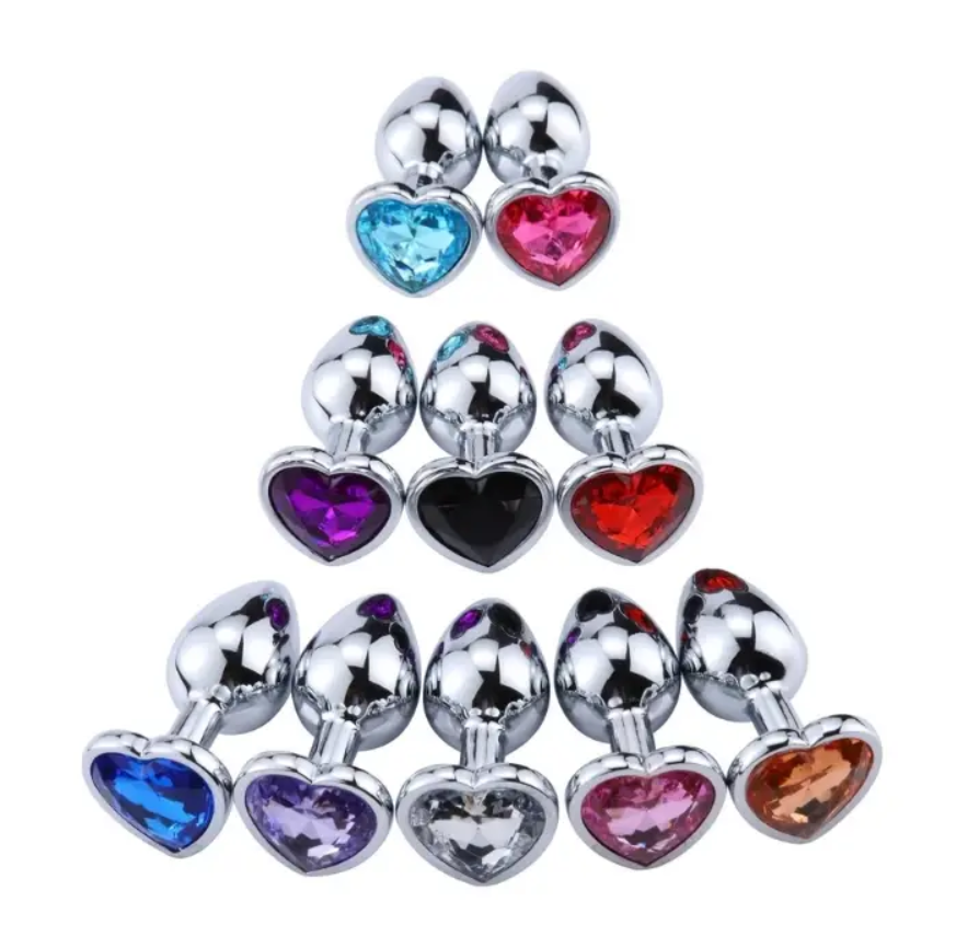 Plug Anal de Aço com Jóia de Coração
