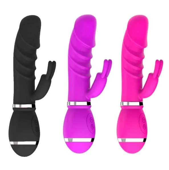 Vibrador com Estimulador Rabbit e 12 Modos de Vibração Cor Preta