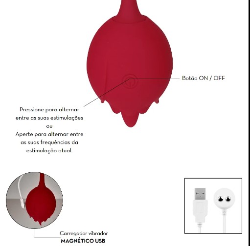 Estimulador clitoriano duplo em formato de rosa por aplicativo 