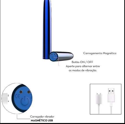 Cápsula vibratória metalizada com ponta arredondada 