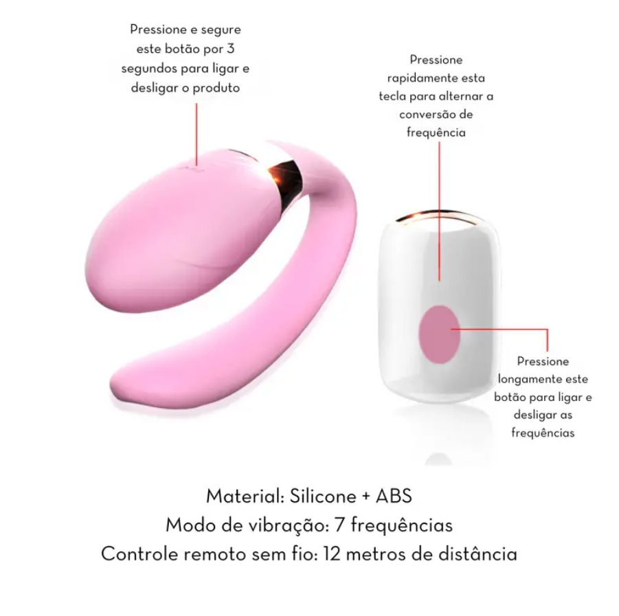 Vibrador para Casal em C com Controle Remoto