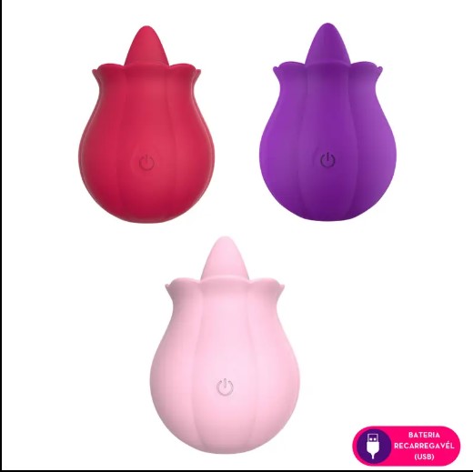 Vibrador com estimulador clitoriano em formato de língua