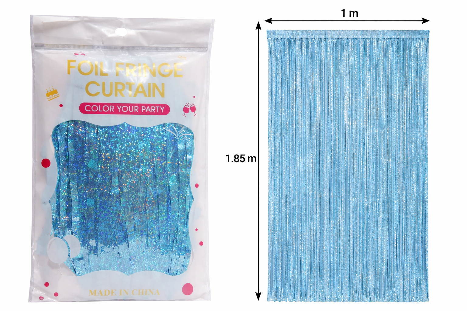 Cortina de flecos - Tornasol Celeste