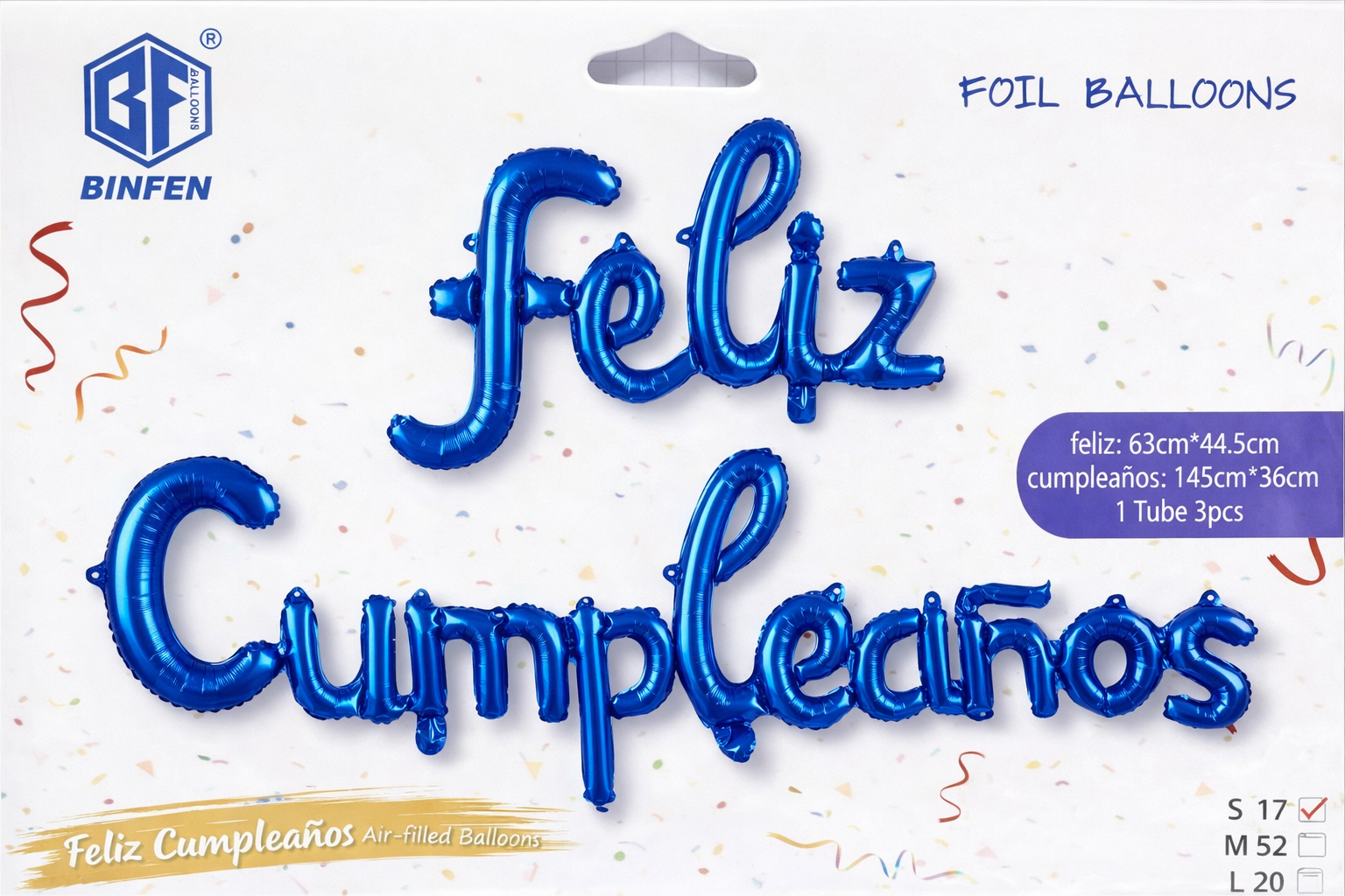 Globos letra unida frase 'Feliz Cumpleaños' - Azul