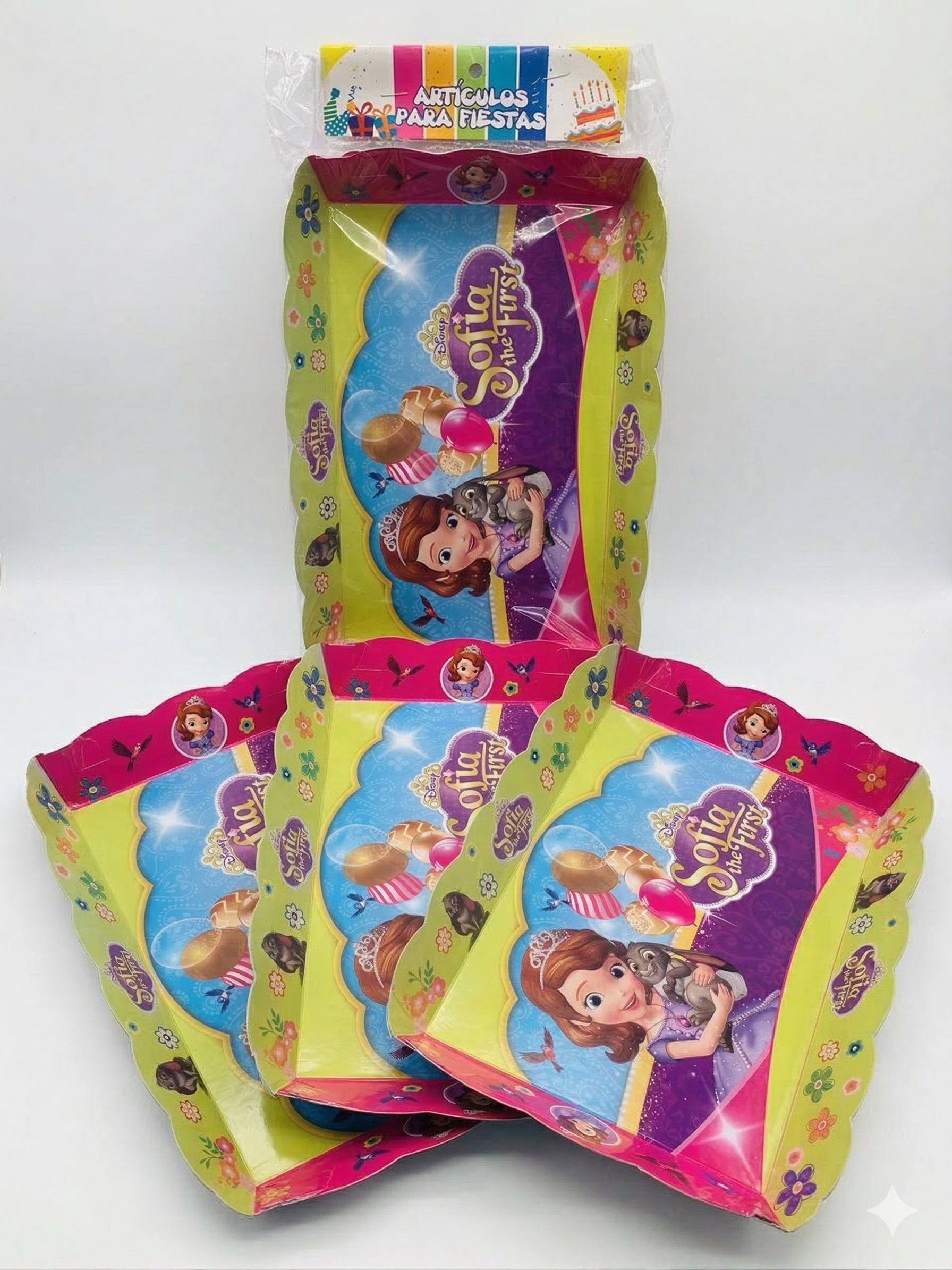 Paquete de 4 Bandejas para bocaditos - Fiesta Princesa Sofia