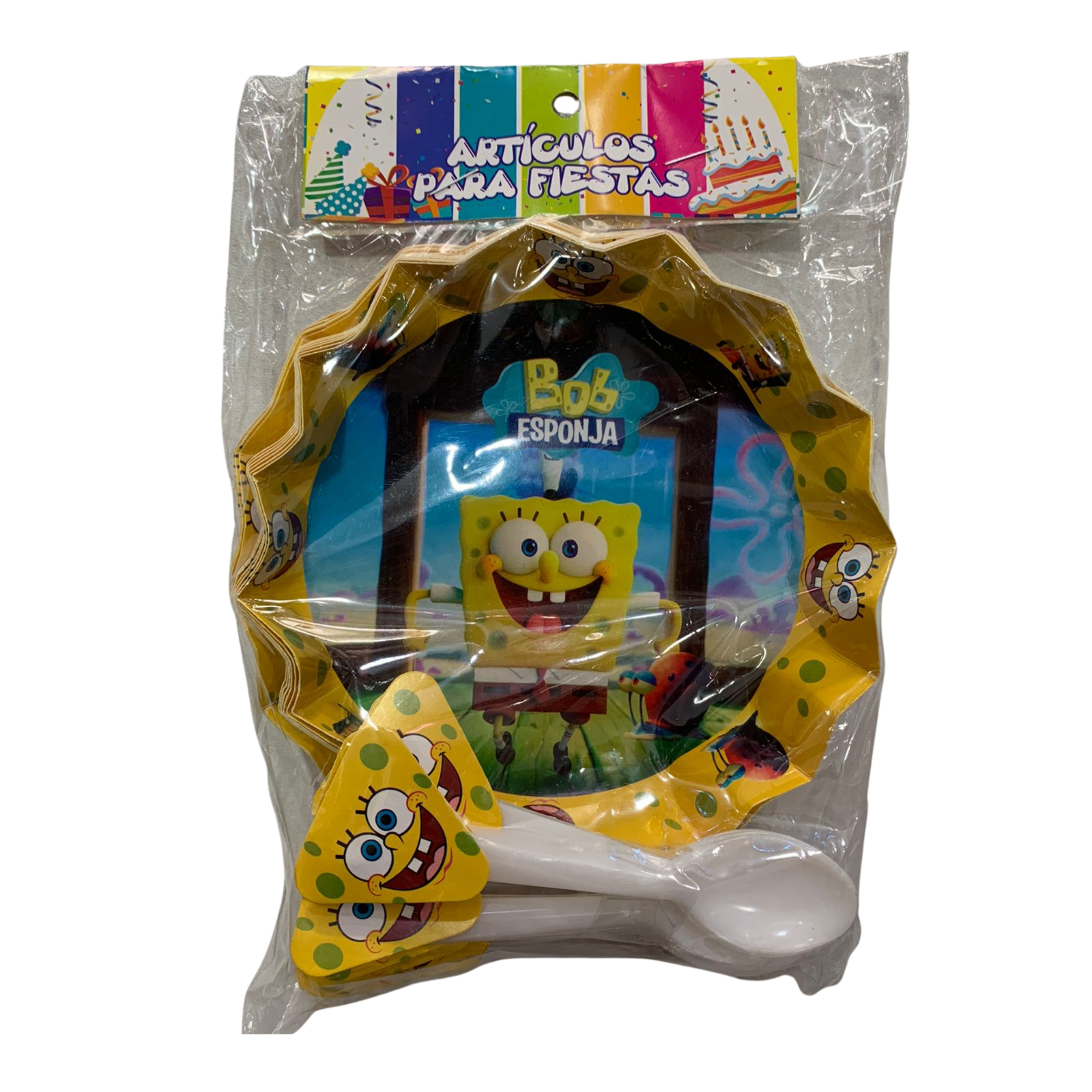 Set de 12 platos con cucharitas Fiesta Bob Esponja