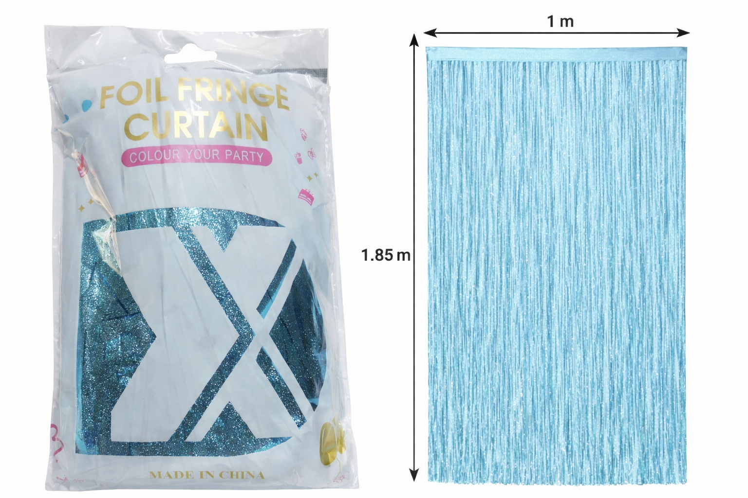 Cortina de Fiesta - Cromada Celeste