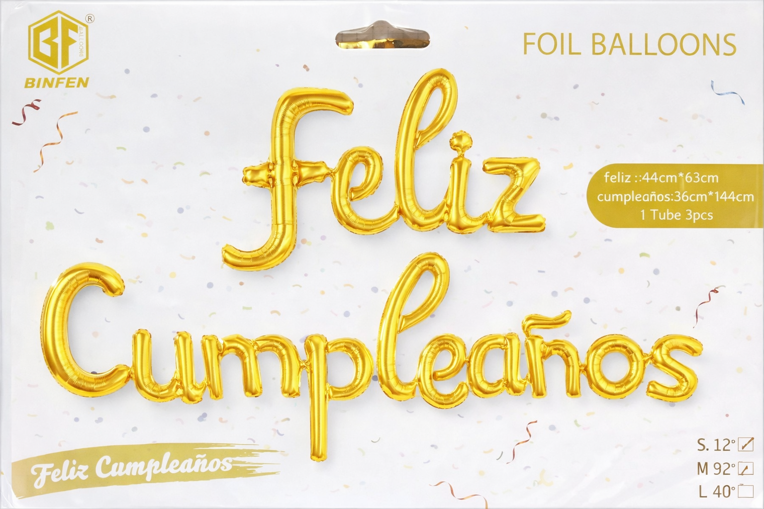 Globos de letra unida frase " Feliz Cumpleaños" - Dorado